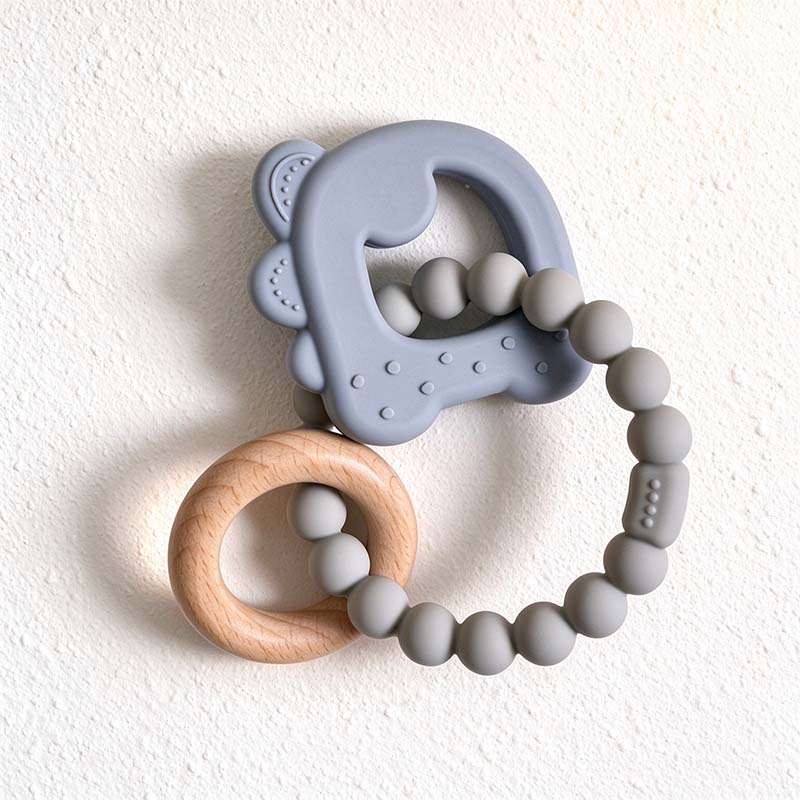 CouldNook Animal Teether - Beaded Loop and Shaped Wooden Pieces