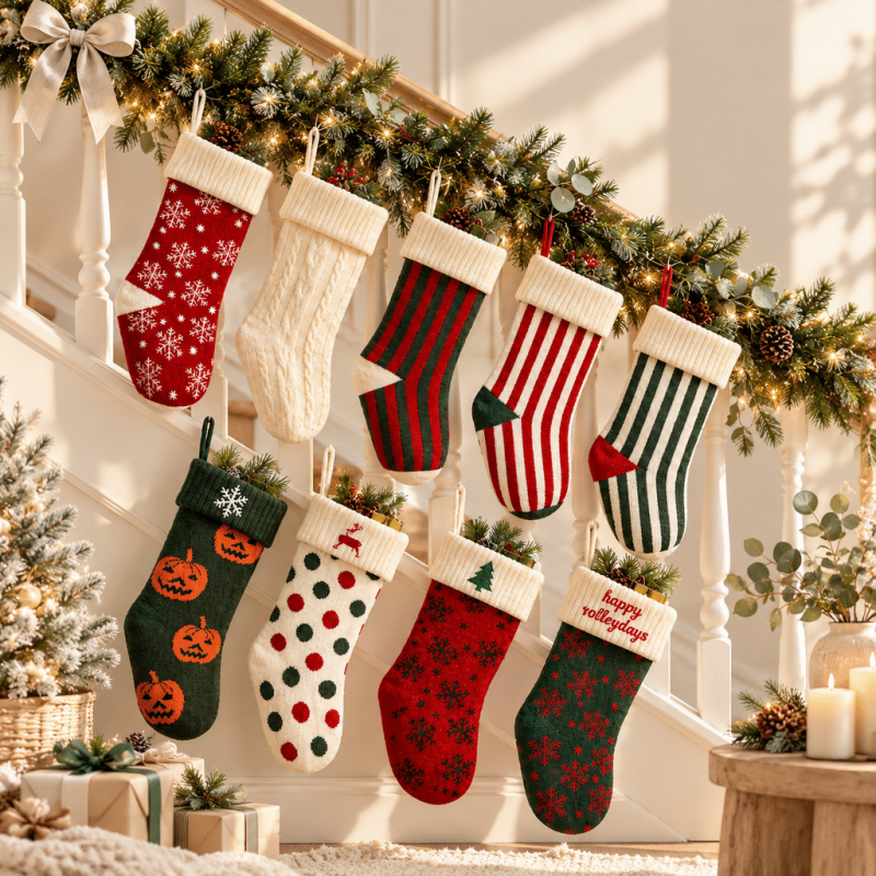 CouldNook Striped Knit Christmas Stocking - Contrasting Cuff