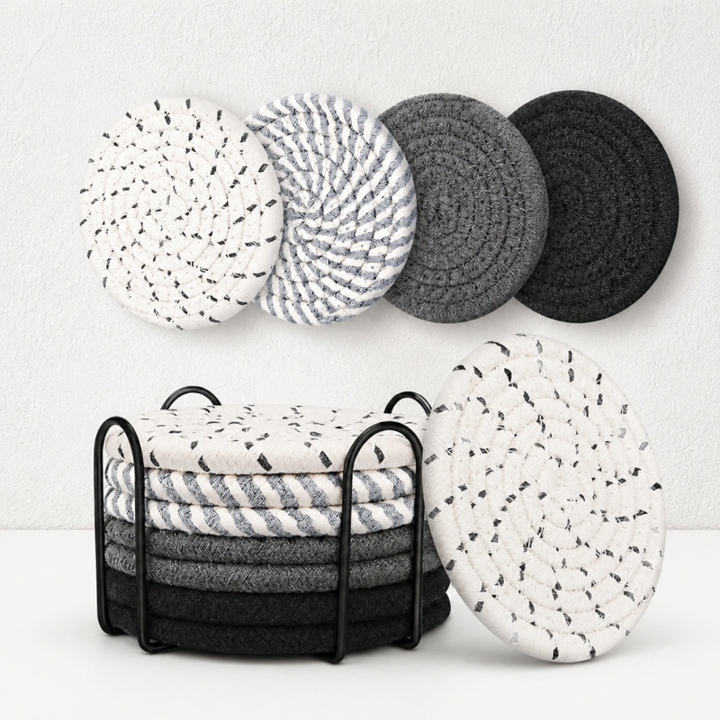 CouldNook Braided Cotton Coaster Set - Spiral Color Collections