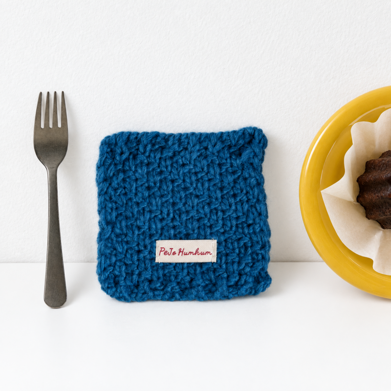 CouldNook Hand Knit Square Coaster - Chunky Textured Surface