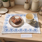 Embroidered Table Cloth with Red or Blue Border
