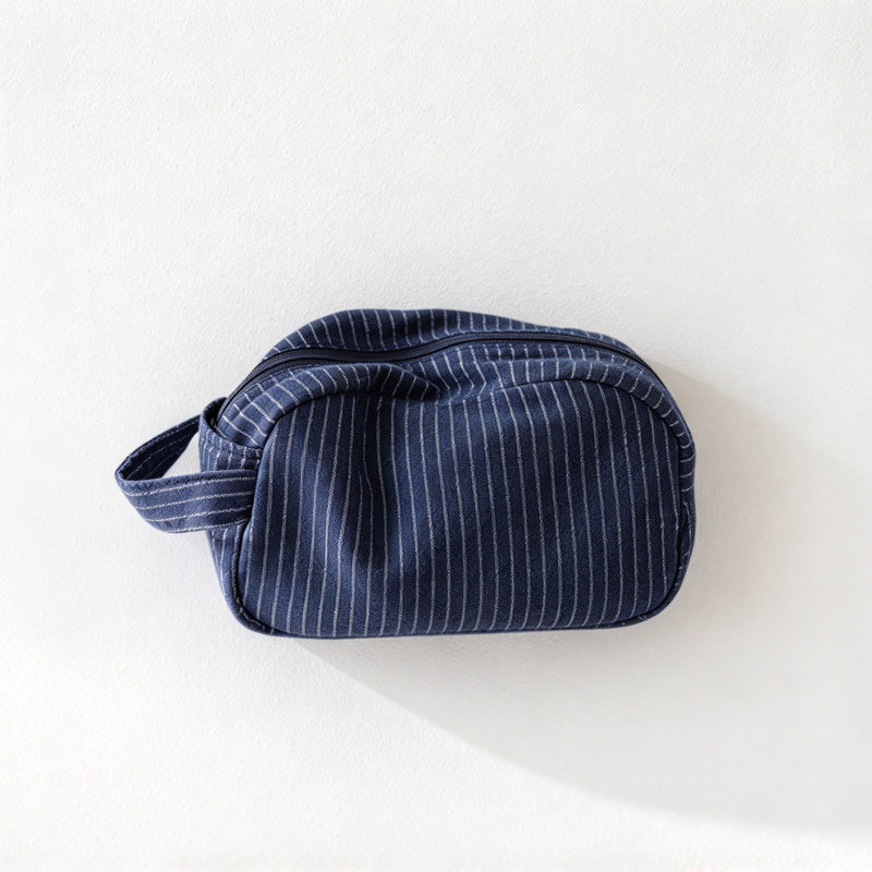 CouldNook Fine Stripe Toiletry Bag - Wide Zipper And End Handles