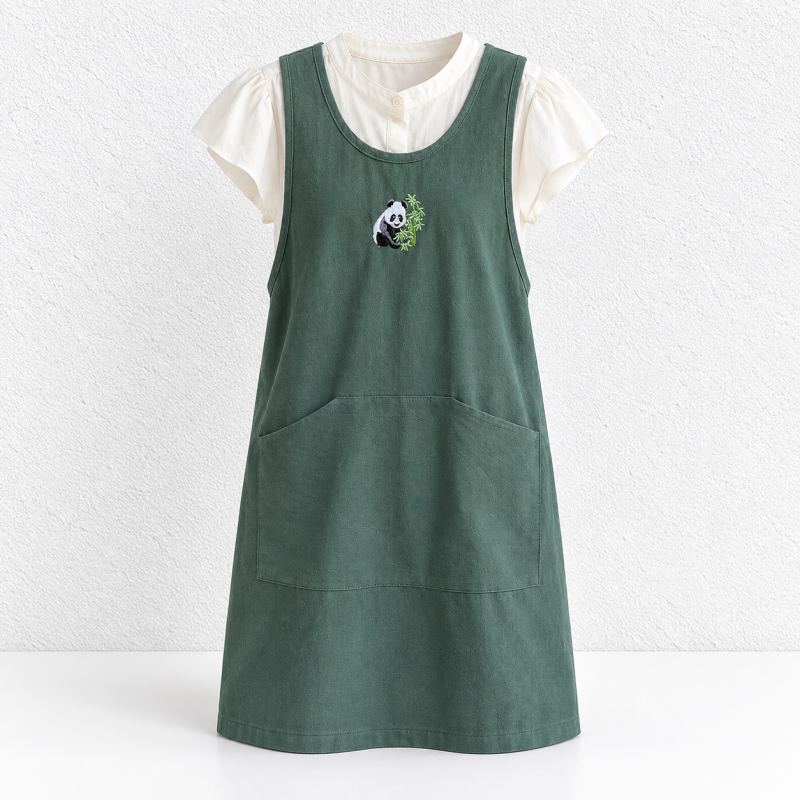 CouldNook Embroidered Cotton Apron - Three Soft Color Options