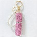 CouldNook Rhinestone Perfume Bottle Keychain - Beaded Loop and Rounded Cap