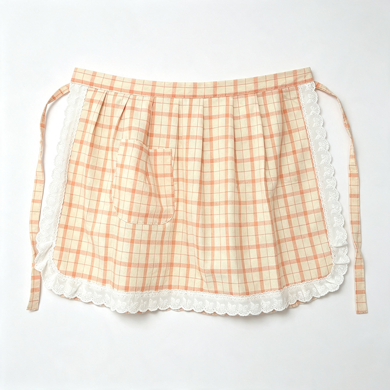 CouldNook Gingham Waist Apron - Lace Hem Breakfast Layer