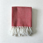 CouldNook Fringed Cotton Tea Towel - Herringbone Weave and Colors