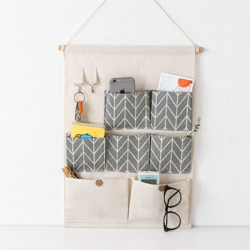 CouldNook Seven Pocket Wall Organizer - Geometric Fabric Panels