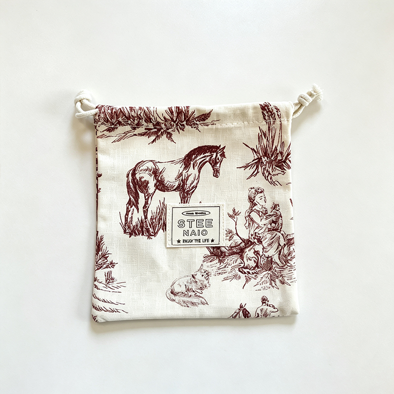 CouldNook Toile Drawstring Square Organizer Bag - Everyday Display Detail