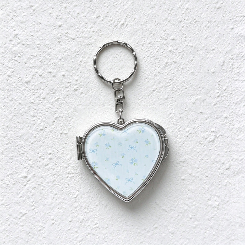 CouldNook Heart Mirror Keychain - Patterned Hinged Cover