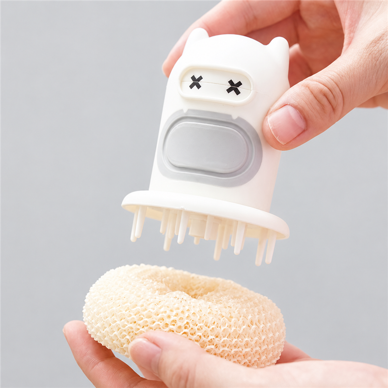 CouldNook Soap-Dispensing Dish Brush - Character Grip Scrubber