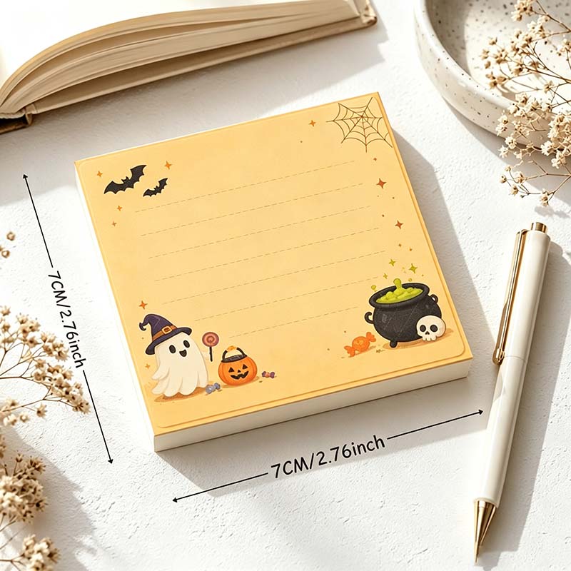 CouldNook Witch Ghost Sticky Notes - Ruled Center and Pumpkin Scene