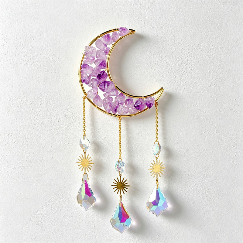 CouldNook Amethyst Moon Suncatcher - Crystal Drop Wall Accent
