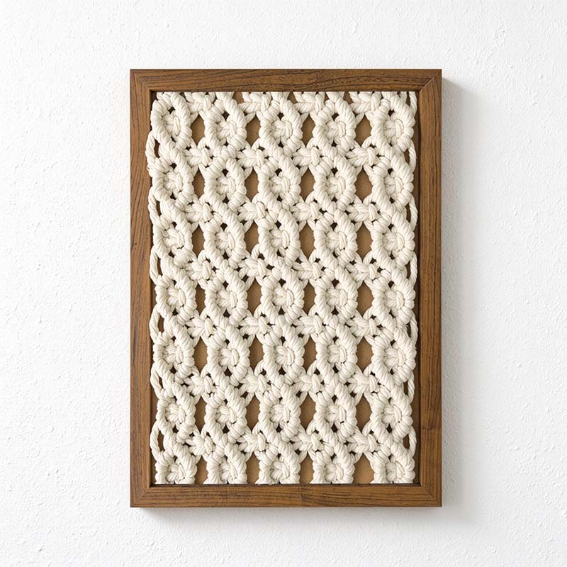 CouldNook Framed Cotton Wall Art - Knotted Patterns and Rectangular Border