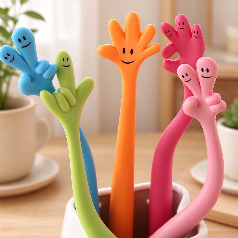 CouldNook Hand Gesture Ballpoint Pen - Flexible Barrel And Smiling Topper
