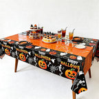 CloudNook Halloween Pumpkin Tablecloth‑Disposable Party Table Cover