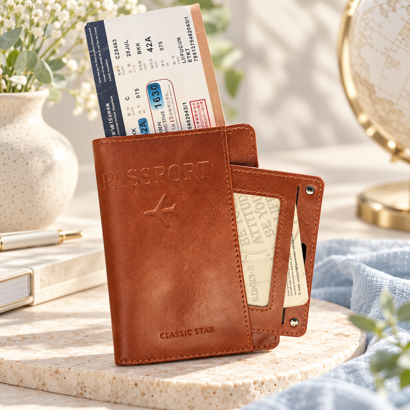 Passport Wallet - Embossed Cover and Interior Card Slots