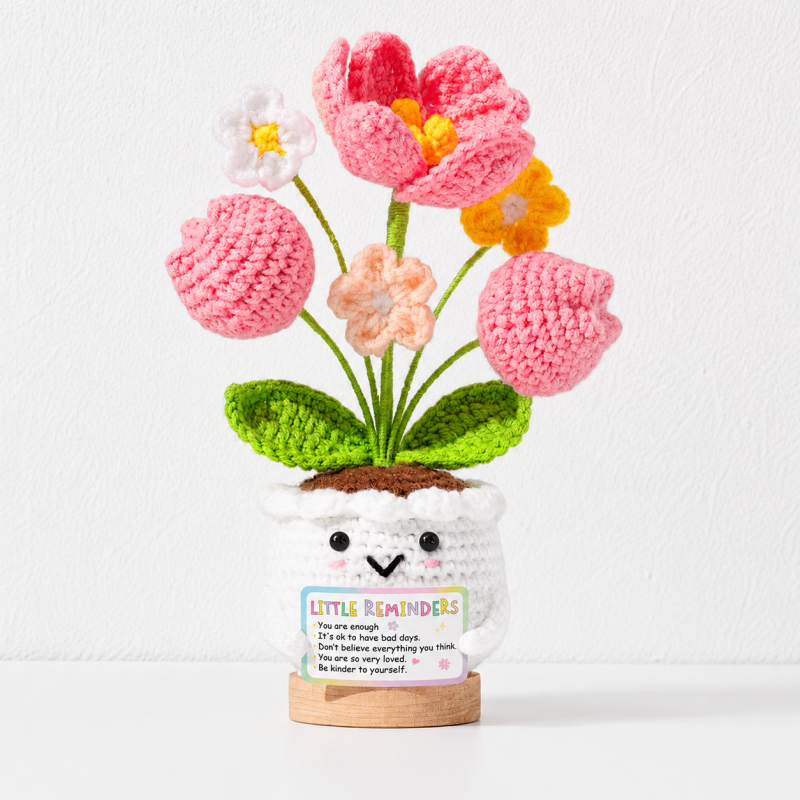 CouldNook Yarn Flower Planter Ornament - Layered Bloom Arrangement