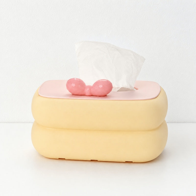 CouldNook Bowknot Plastic Desktop Tissue Box - Removable Base