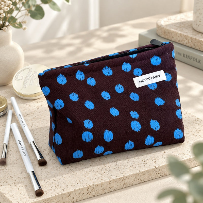 CouldNook Dot Pattern Cosmetic Pouch - Ribbed Texture and Zipper