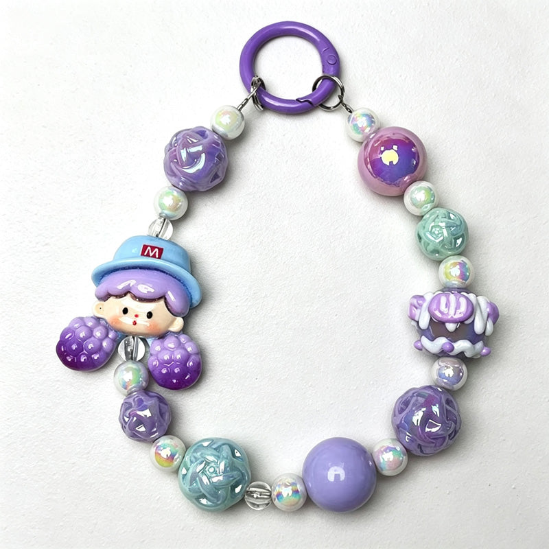 CouldNook Girl Figure Beaded Phone Charm - Loop Cord Attachment
