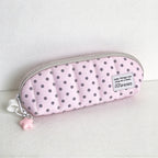 CouldNook Quilted Dotted Pencil Case - Curved Top And Star Pull