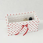 CouldNook Polka Dot Quilted Storage Bin Rectangular Bow‑Decorated Desktop Organizer