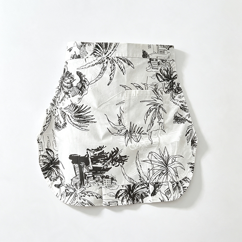 CouldNook Monochrome Toile Apron - Dramatic Ruffle Kitchen Panel