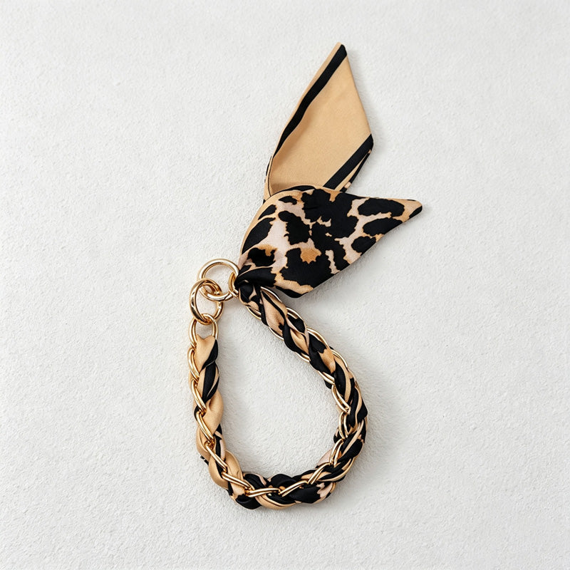 CouldNook Warm Print Scarf Phone Wrist Strap - Neutral Chain Accent