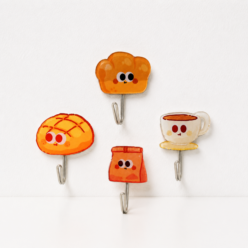 CouldNook Character Adhesive Wall Hook - Bread Shapes and Metal Hook