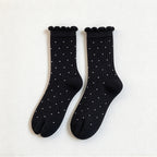 CouldNook Dotted Split-Toe Socks - Tiny Spots And Wavy Cuff Edge