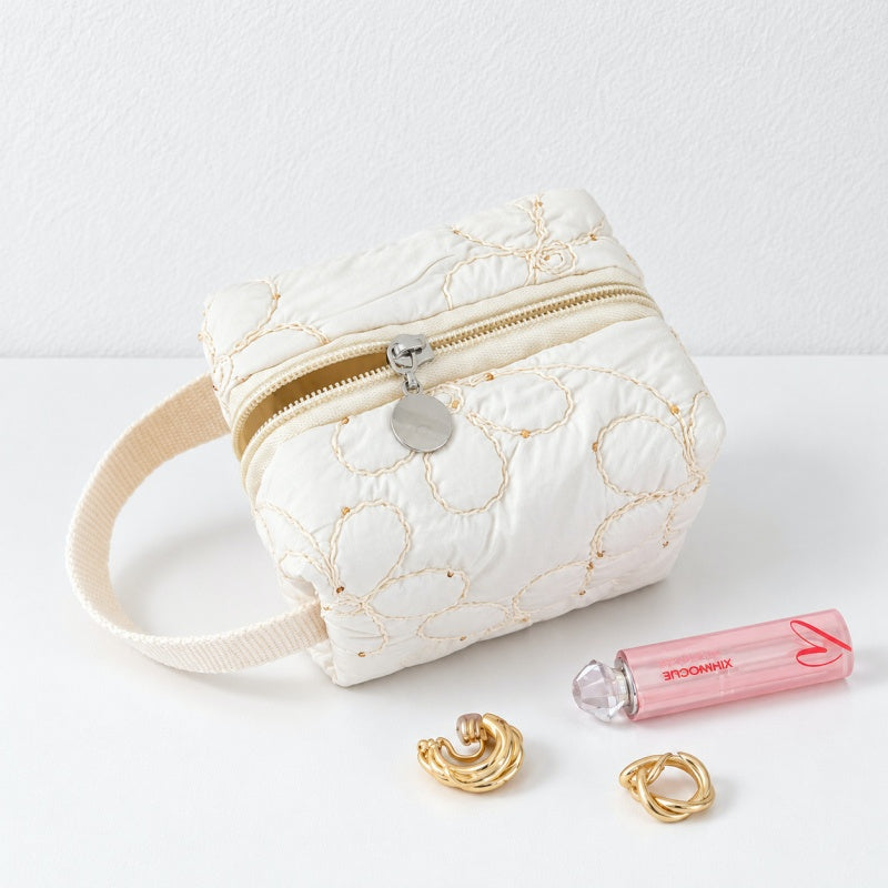 CouldNook Loop Handle Makeup Pouch - Patterned Square Body