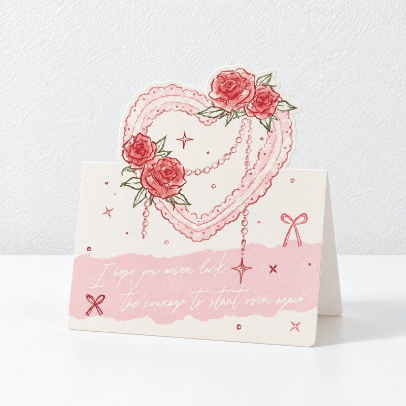 CouldNook Pink Rose Pop Up Card - Romantic Shaped Artwork