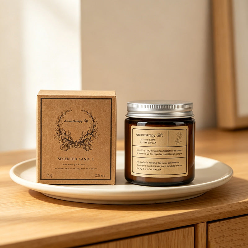 CouldNook White Peach Oolong Scent Amber Glass Candle - Soft Home Detail