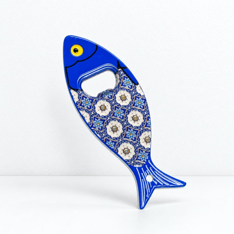 CouldNook Fish Bottle Opener Magnet - Patterned Metal Detail
