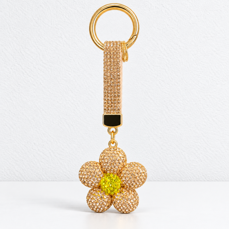 CouldNook Flower Keychain - Rhinestone Petals and Coordinating Decorative Strap