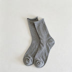 CouldNook Scalloped Ribbed Crew Socks-Scalloped Cuff Edge