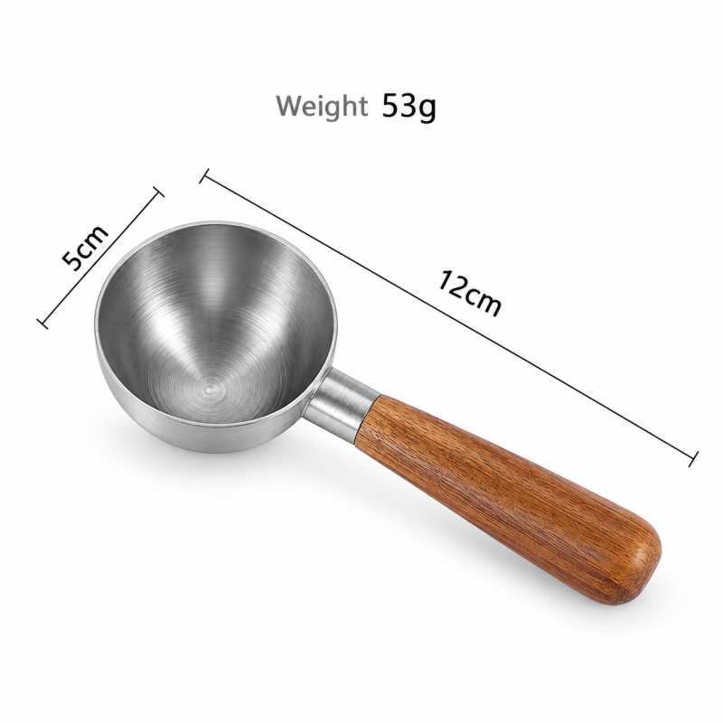 Acacia Coffee Scoop - Deep Bowl and Rounded Wooden Grip
