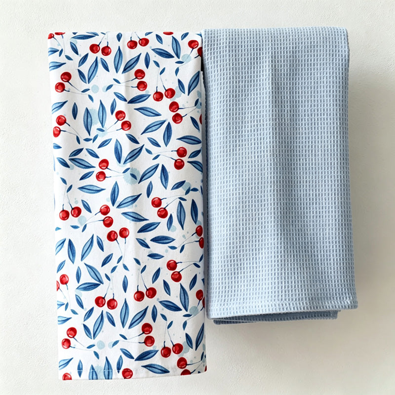 CouldNook Two Piece Tea Towel Set - Print and Waffle Pair