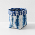 CouldNook Blue Fabric Storage Basket - Rolled Rim Tabletop Organizer