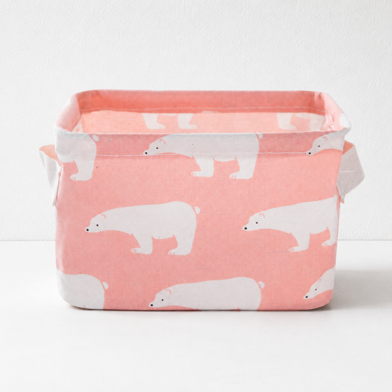 CouldNook Compact Fabric Storage Basket - Printed Side-Handle Organizer
