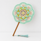 CouldNook Yarn Hand Fan - Floral Medallion and Tassel