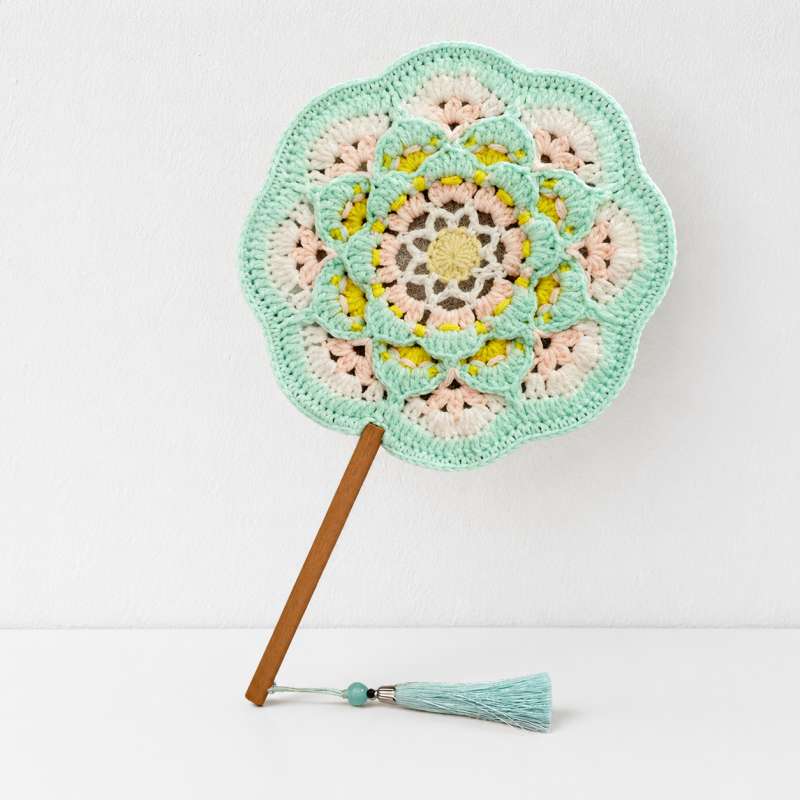 CouldNook Yarn Hand Fan - Floral Medallion and Tassel
