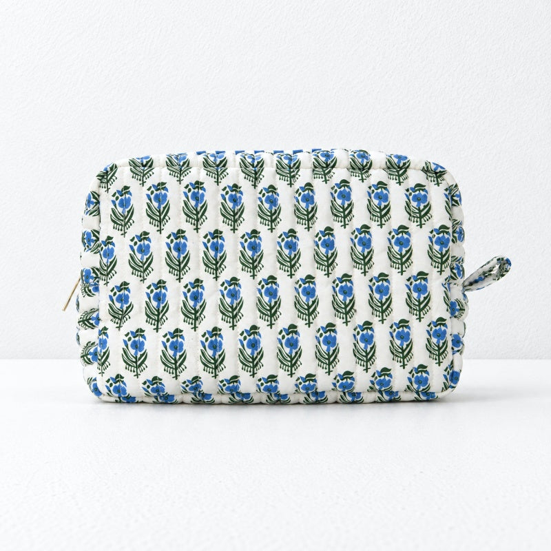 CouldNook Botanical Makeup Pouch - Quilted Box Shape