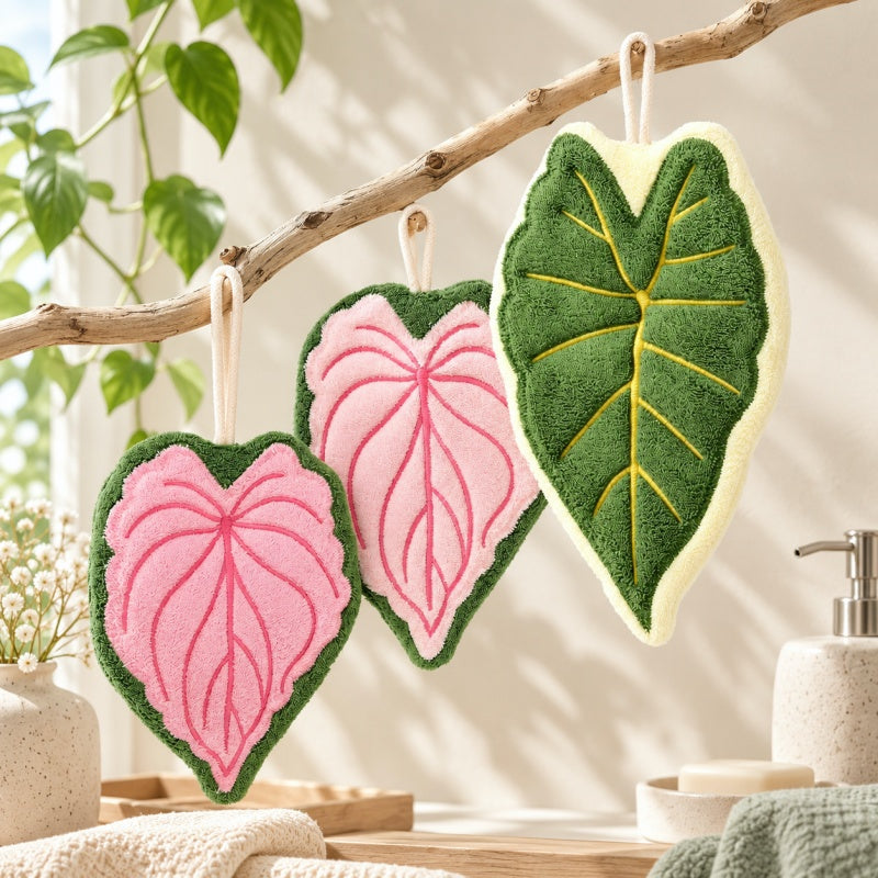 CouldNook Leaf Hand Towel - Heart Outline and Raised Veins