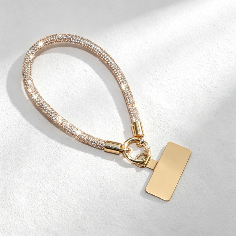 CouldNook Rhinestones Set Wrist Phone Strap with Square RhinestonesAccents