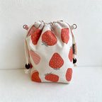 CouldNook Strawberry Drawstring Bag - Three Textured Fabric Prints