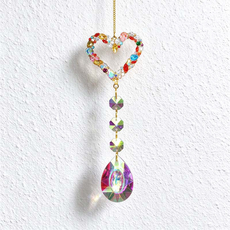 CouldNook Jeweled Motif Suncatcher - Colorful Outline And Faceted Hanging Drop