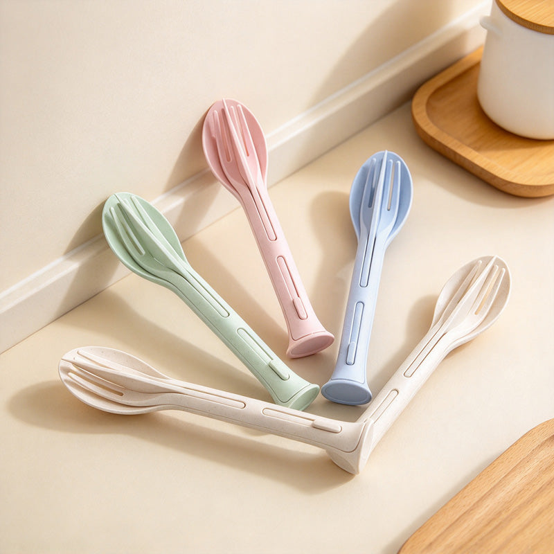 CouldNook Stackable Cutlery Set - Slotted Colorful Handles