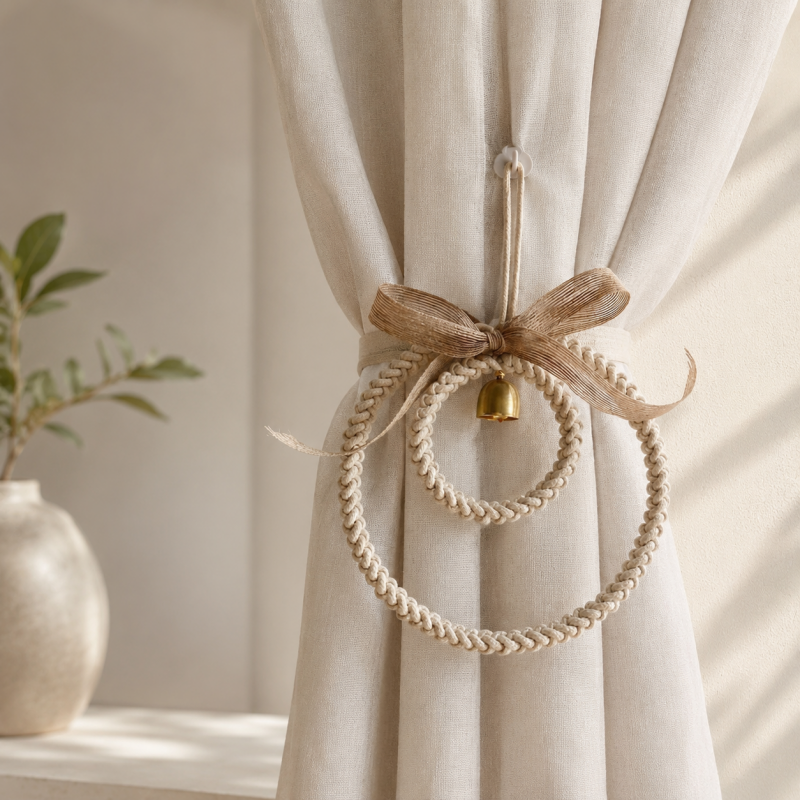 CouldNook Cotton Rope Hoop Wall Chime - Burlap Bow