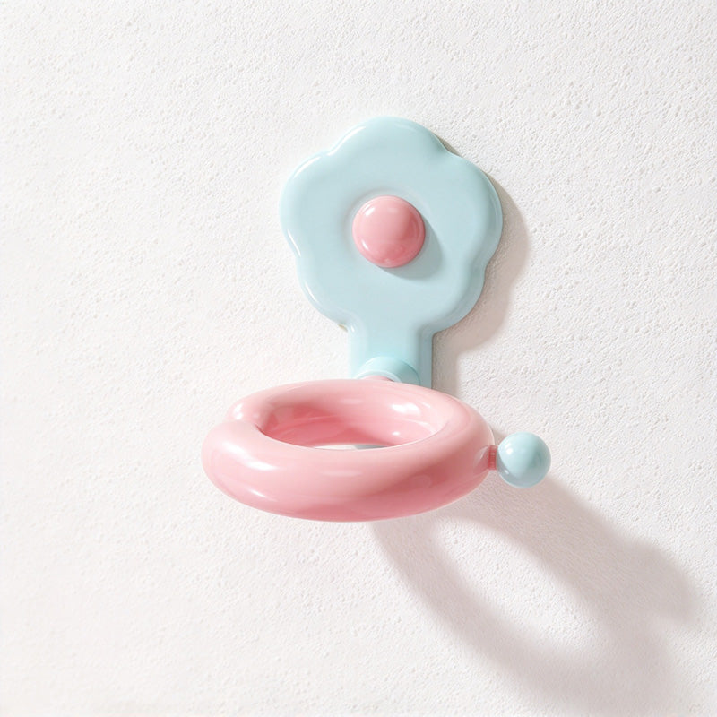 CouldNook Flower Hair Dryer Holder - Pivoting Ring and Rounded Backplate